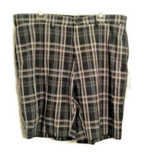 Hagger H26 men&#39;s 40 plaid golf shorts gray black - £13.44 GBP