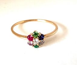 14k  gold multi gemstones ring  size 7 stone queen - $222.75