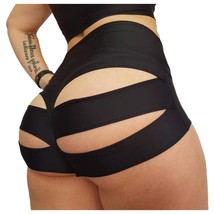 Women&#39;S Yoga Shorts Cut Out Scrunch Booty Hot Pants High Waist Gym Workout Activ - £29.88 GBP