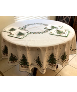 Fallani &amp; Cohn Christmas Round 68&quot; Tablecloth &amp; 4 Napkins Tree &amp; Presents - $49.00