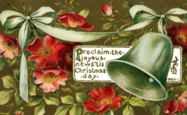 1909 Bell, Flowers, &amp; Ribbon Christmas Postcard - £6.26 GBP