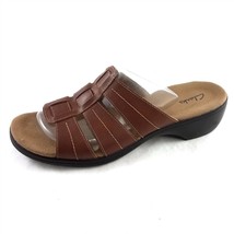 Clarks Brown Leather Slides Sandals Wedge Heels Shoes Womens 11 M Style ... - £27.60 GBP