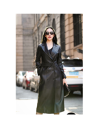 WOMEN&#39;S BLACK GENUINE LEATHER LONG TRENCH COAT ALL SIZE - $169.99