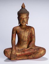 Antique Khmer Style SE Asia Seated Wood Enlightenment Buddha Statue - 45cm/18&quot; - £492.80 GBP