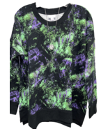 NWT LuLaRoe Medium Black Purple Green Tie Dye Hannah SWEATSHIRT - $44.54