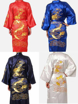 Unisex Chinese Style Kimono Robe Gown Embroider Dragon Sleepwear * - £14.37 GBP