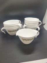 VTG Corelle Stacking Tea Cups SPRING BLOSSOM CRAZY DAISY 9 Hook Handles ... - $28.71