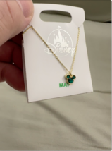 Disney Parks Mickey Mouse Faux Emerald May Birthstone Necklace Gold Color image 3