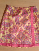 Lilly &amp; Van Women&#39;s Skirt Pink &amp; Yellow Paisley Print Lined Stretch Size XS NWOT - £9.25 GBP