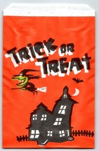 Trick Or Treat Halloween Candy Goodie Bag Flying Green Face Witch On Bro... - £11.58 GBP