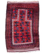 Handmade vintage Afghan Baluch prayer rug 2.8&#39; x 4&#39; (86cm x 123cm) 1940s - £968.93 GBP
