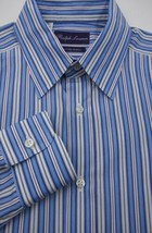 $495 Ralph Lauren Blue &amp; White Stripe Purple Label Shirt 14.5x35 Made in... - £70.78 GBP
