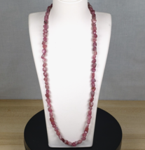 Vintage Pink Tourmaline Pebble Beads Strand 18" Necklace - $43.37