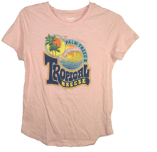 Old Navy Women&#39;s XS Light Pink Palm Trees Tropical Breeze Coastal Beachy Tee - £10.68 GBP