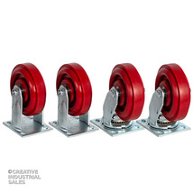 6&quot; X 2&quot; Swivel Caster Polymer Wheel Precision Bearing (2) and Rigid (2) 1400 Lbs - £59.88 GBP