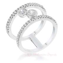 .86Ct Rhodium Plated Floating Bubbles CZ Ring - £15.62 GBP