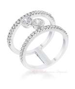 .86Ct Rhodium Plated Floating Bubbles CZ Ring - £15.73 GBP