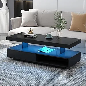Merax Modern Center Coffee Table with 2 Storage Drawers, Display Shelves... - $442.99