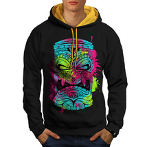 Wellcoda Psychedelic Cool Mens Contrast Hoodie, Masking Casual Jumper - £31.56 GBP