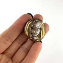 VTG Woman Abstract Pin Jewelry Handmade Gold Silver Lady Head Face Unique - $16.20