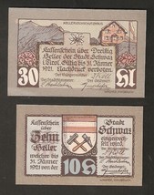 AUSTRIA SCHWAZ i. TIROL 10 &amp; 30 heller 1921 Austrian Notgeld 6 auflage b... - £4.41 GBP