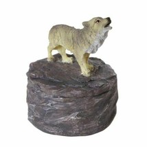 Lone Majestic Wolf Mini Resin Trinket Box 3.15 Inches Tall (Gray Wolf) - £11.78 GBP
