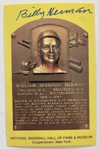 Billy Herman (d. 1992) Autographed Signed Hall of Fame Plaque Postcard - $19.99