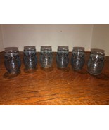 Set of 6 Blue Glass OWL Shaped Shot Glasses Toothpick Holders 3&quot; Tall - $15.00