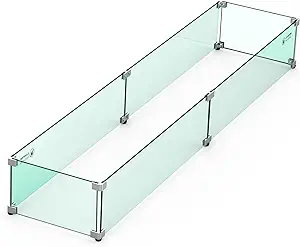 Fire Pit Table Glass Wind Guard - 54&quot; X 12&quot;, Thick Linear Heat-Resistant... - $203.99