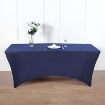 Navy Blue 8 Ft Rectangle Spandex Stretch Table Cover Fitted Tablecloth Wedding G - £22.51 GBP