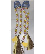 Farmhouse Pastel Wooden Bead Easter Garland 27.5 Inch Yellow Chicks Lot ... - £13.82 GBP