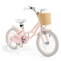 16&quot; Kid&#39;s Bike with Training Wheels and Adjustable Handlebar Seat-Pink -... - £128.39 GBP