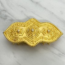 Gay Boyer Vintage 1984 Studded Ornate Gold Tone Belt Buckle - £12.63 GBP