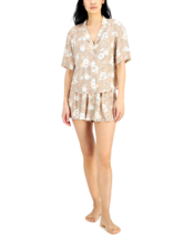 Alfani Women&#39;s Notch-Collar &amp; Pajama Shorts Set - £16.75 GBP