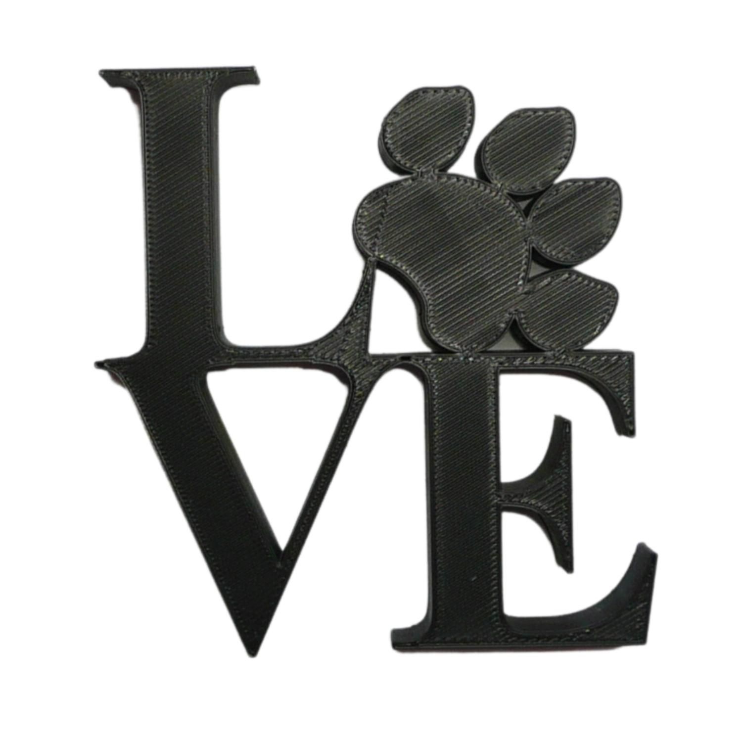 Love Word with Paw Print Table Shelf Home Office Decor Black Made in USA... - $7.99