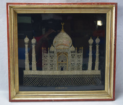 Taj Mahal Embroidered Silver Thread Framed - £77.87 GBP