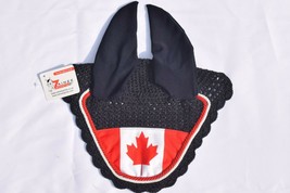 CANADIAN FLAG HORSE EAR BONNET FLY VEIL HOOD EQUESTRIAN DIAMANTE - $12.97