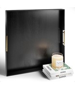 Extra Large Ottoman Tray 22”x22”, Black Wood w/ Gold Handles, Coffee Tab... - $1,291.56 MXN