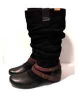 New Pikolinos Black Suede Leather Slouch Boots Size 6.5 Mid-Calf Made in Spain - $79.43
