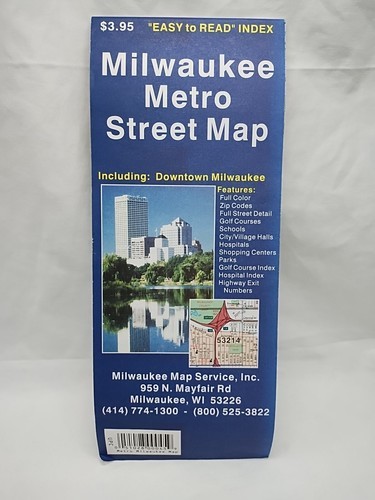 1999 Easy To Read Index Milwaukee Metro Street Map - $19.79