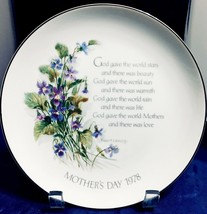 Mother&#39;s Day 1978 limited Edition violets &amp; silver poem 8” Plate Robert Laessig - $9.85