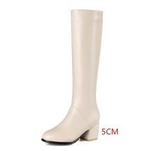 Big Size 34-43 Ladies Knee High Boots Women Thick High Heels Shoes Woman Winter  - £57.04 GBP