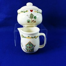 Sugar Bowl with Lid and Creamer Thomson Pottery Birdhouse - £29.09 GBP