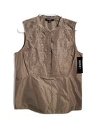 Lafayette 148 Sleeveless Side Zip Pleated Front Taffeta Blouse Taupe Bre... - $121.72 CAD
