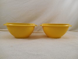 Two Tupperware Servalier 8 Cup Mixing Storage Yellow Bowls #836 No Lids - $8.81