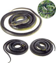 3 Pieces Large Realistic Rubber Snakes, Halloween Scary Toy Fake Black M... - £22.30 GBP