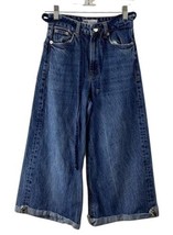 Zara Women’s Wide Leg Cropped Jeans EUR 32 US 0 High Rise Made in Turkey image 2