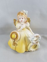 Josef Originals Ceramic Winged Girl Yellow Dress Birthday Age 8 Doll Figurine 5&quot; - £11.74 GBP