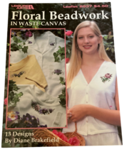 Leisure Arts Cross Stitch Pattern Leaflet Floral Beadwork in Waste Canvas Flower - £3.18 GBP