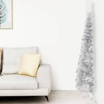  Slim Artificial Half Christmas Tree Silver PVC, Steel Slim - $1,243.61 MXN